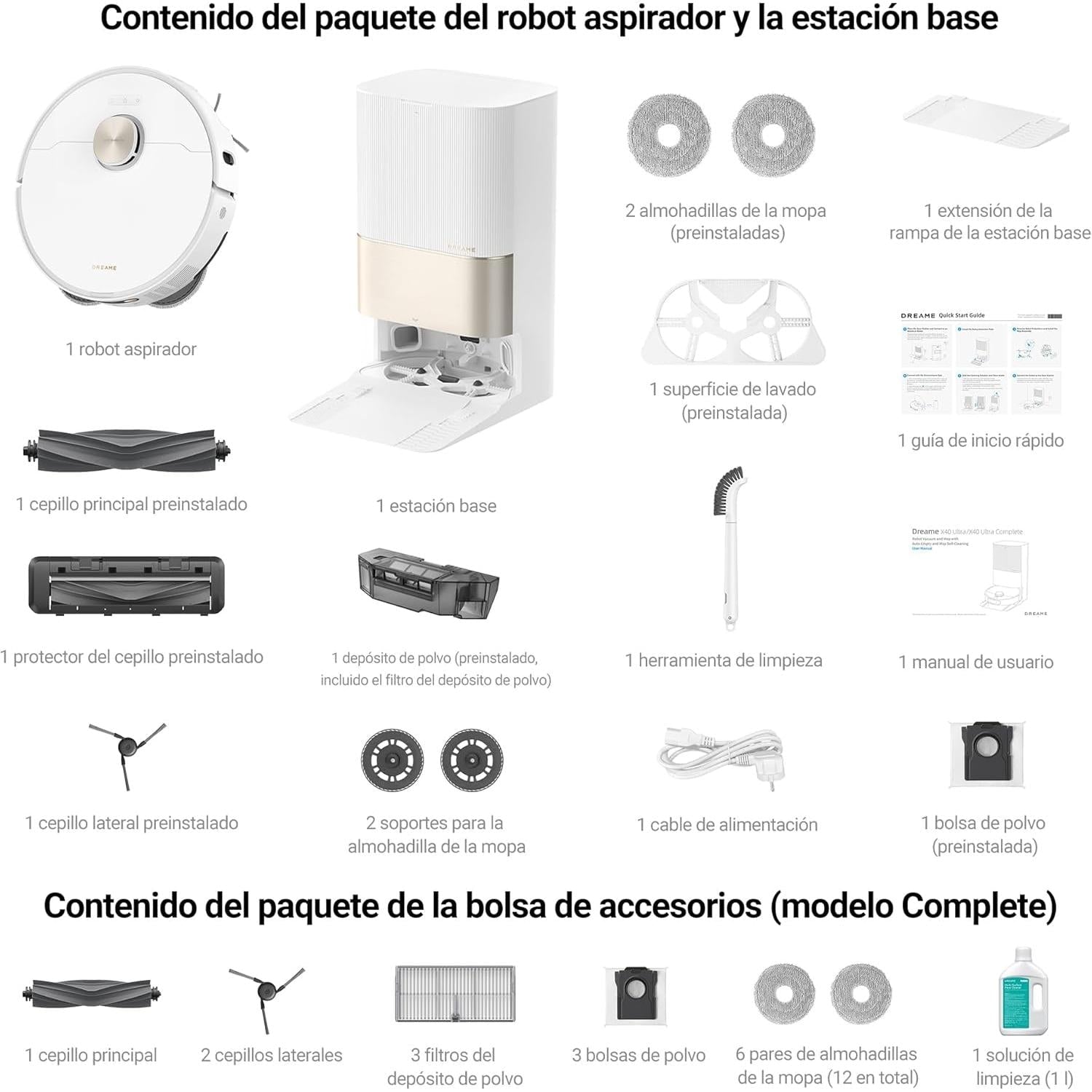 Dreame – X40 Ultra Complete Robot aspirador y fregasuelos blanco con base automática y navegación inteligente para hogar