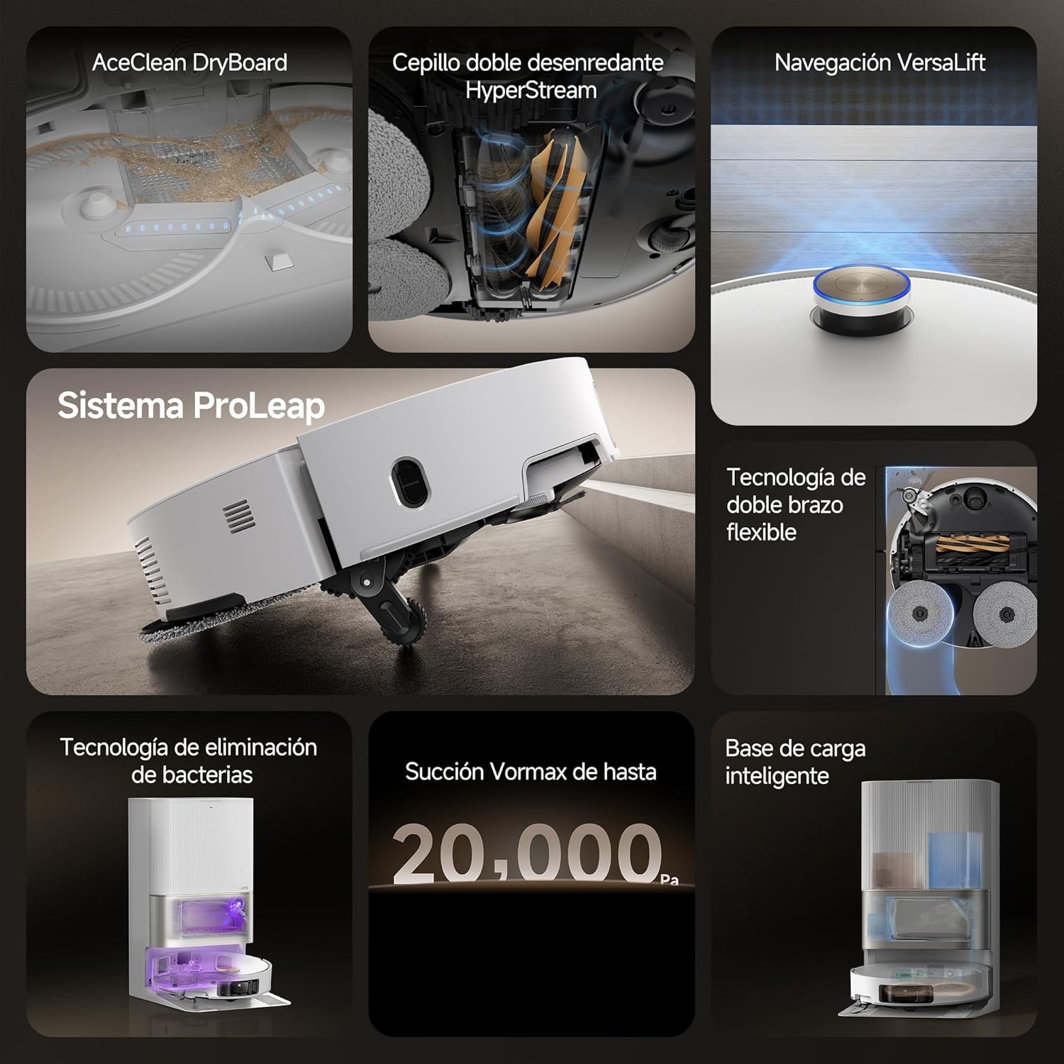 Dreame – X50 Ultra Complete Robot aspirador y fregasuelos blanco con base automática para hogar
