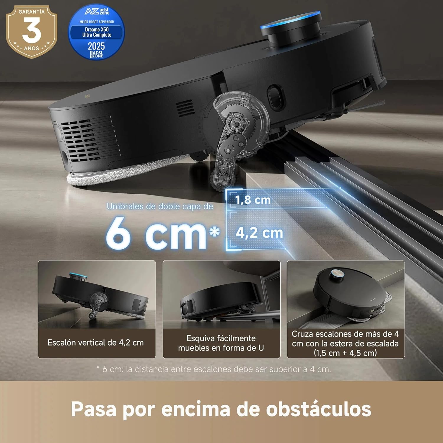 Dreame – X50 Ultra Complete Robot aspirador y fregasuelos negro con base automática para hogar